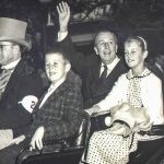 Photo of Ron DeFore and his sister Dawn with Walt Disney in the Disneyland Christmas parade